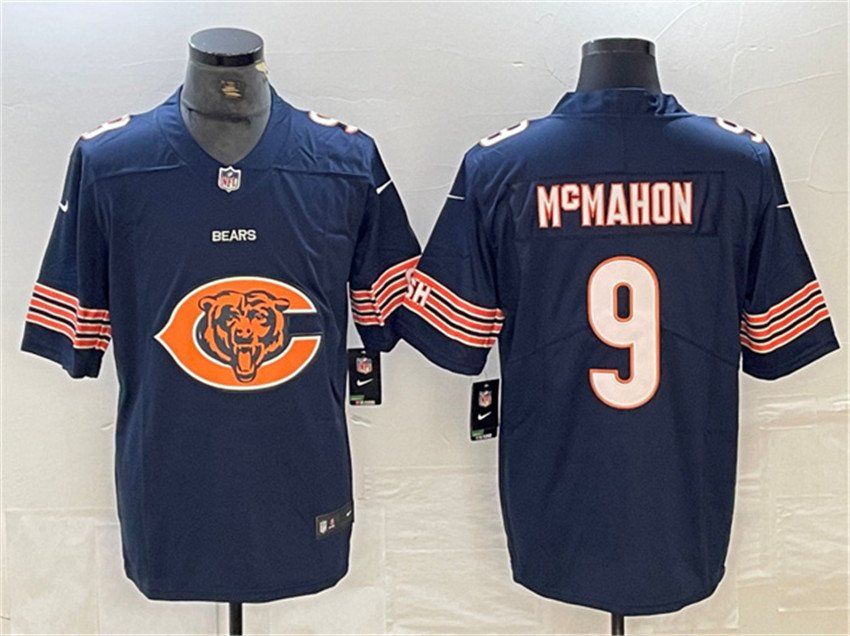 Navy Chicago Bears #9 Jim McMahon Team Big Logo Limited Vapor untouchable Limited Stitched Jersey - CBJ312