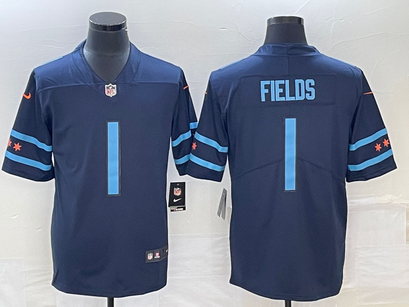 Navy Chicago Bears #1 Justin Fields 2019 City Edition Limited Stitched NFL Jersey - CBJ592