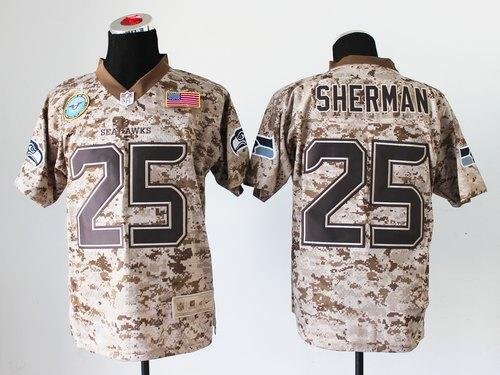 Nike Seahawks #25 Richard Sherman Camo Stitched NFL New Elite USMC Jersey