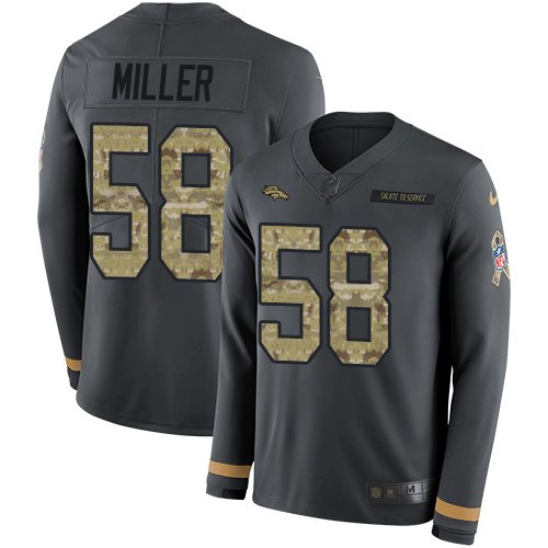 Nike Broncos #58 Von Miller Anthracite Salute to Service Stitched NFL Limited Therma Long Sleeve Jersey