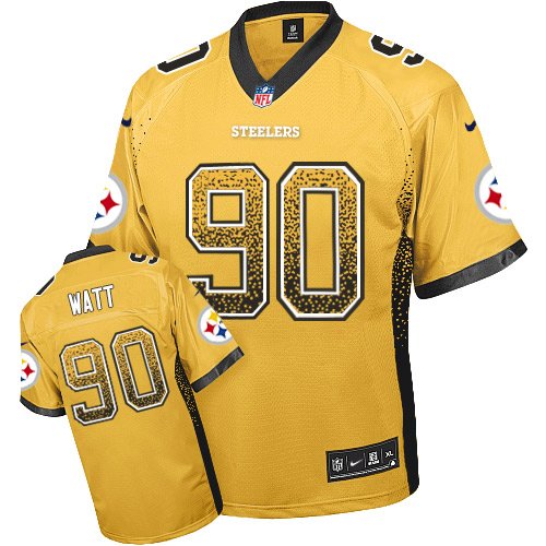 Nike Steelers #90 T. J. Watt Gold Stitched NFL Elite Drift Fashion Jersey - PSJ514