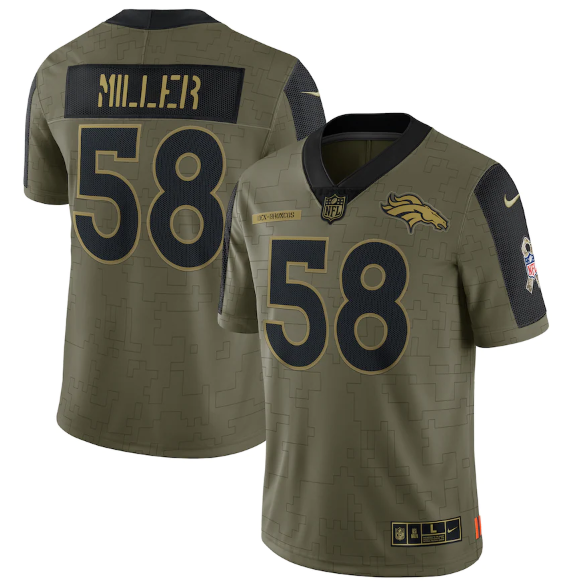 Olive Denver Broncos #58 Von Miller 2021 Salute To Service Limited Stitched Jersey