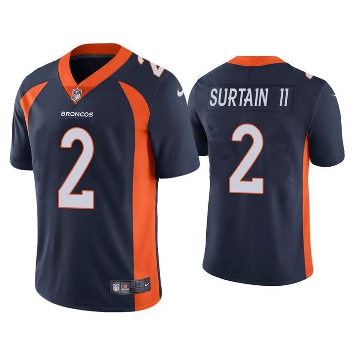 Navy Denver Broncos #2 Patrick Surtain II 2021 NFL Draft  Vapor Untouchable Limited Stitched Jersey