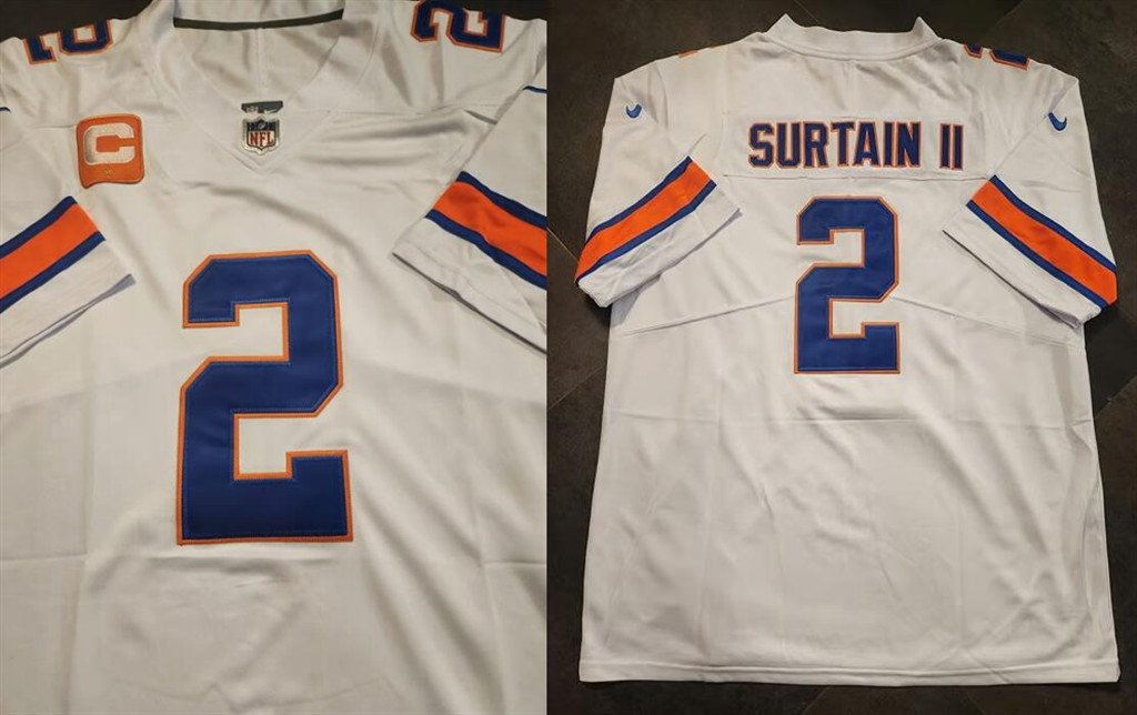 White Denver Broncos #2 Pat Surtain II With 1-star C Patch Stitched Football Jersey