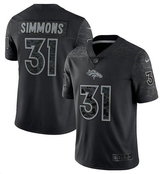Black Denver Broncos #31 Justin Simmons Reflective Limited Stitched Football Jersey