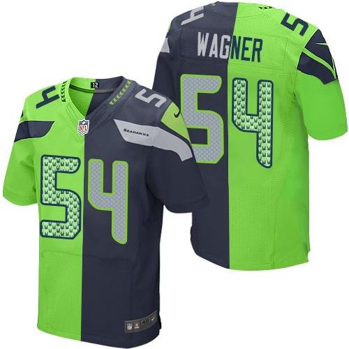 Nike Seahawks #54 Bobby Wagner Steel Blue/Green Stitched NFL Elite Split Jersey