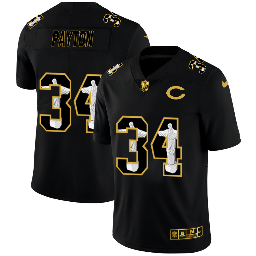 Chicago Bears #34 Walter Payton Nike Carbon Black Vapor Cristo Redentor Limited NFL Jersey - CBJ239