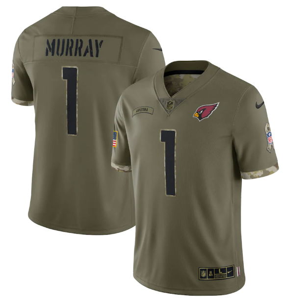 Arizona Cardinals #1 Kyler Murray Olive 2022 Salute To Service Limited Stitched Jersey - ACJ309
