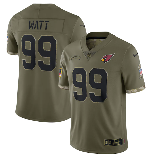 Arizona Cardinals #99 J.J. Watt Olive 2022 Salute To Service Limited Stitched Jersey - ACJ105