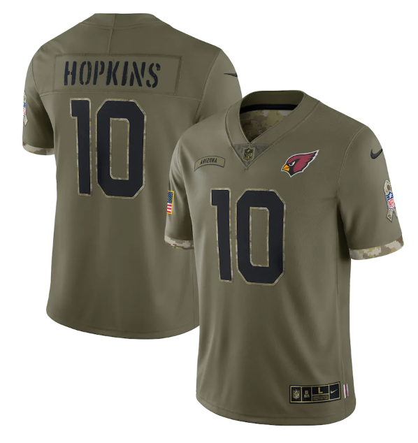 Arizona Cardinals #10 DeAndre Hopkins Olive 2022 Salute To Service Limited Stitched Jersey - ACJ34