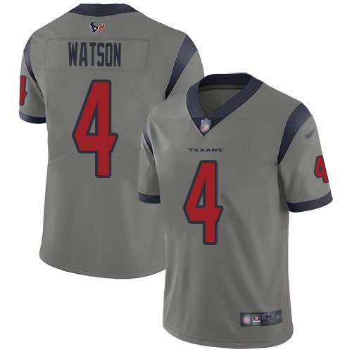 Nike Texans #4 Deshaun Watson Gray Stitched NFL Limited Inverted Legend Jersey - HTJ380