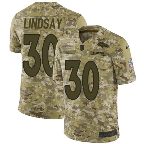 Nike Broncos #30 Phillip Lindsay Camo Stitched NFL Limited 2018 Salute To Service Jersey