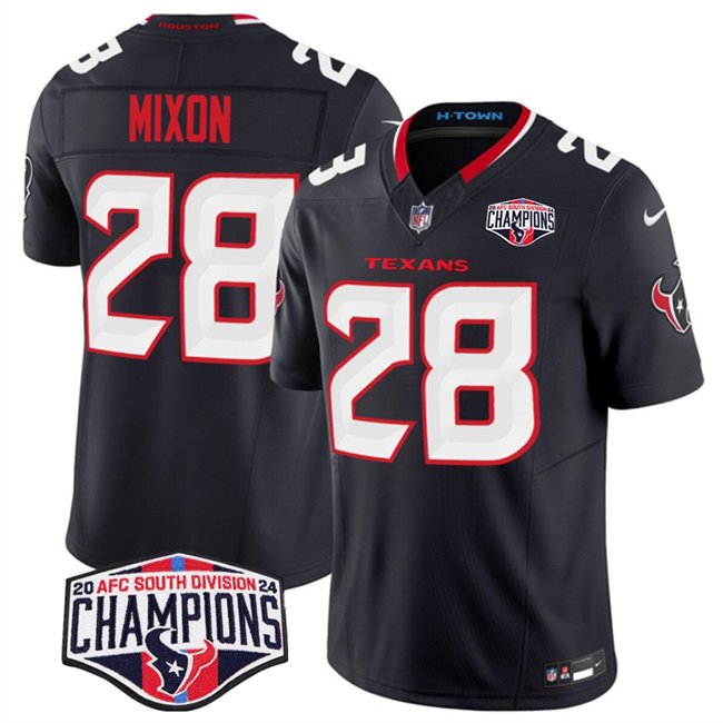 Navy Houston Texans #28 Joe Mixon F.U.S.E. 2024 AFC South Division Champions Vapor Limited Stitched Football Jersey - HTJ54