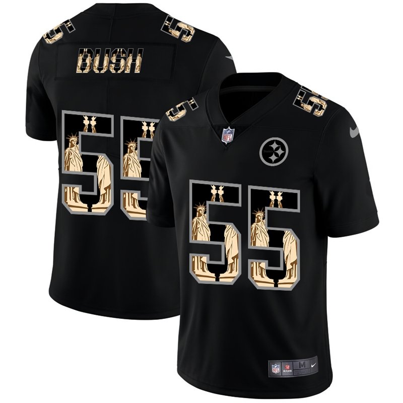 Pittsburgh Steelers #55 Devin Bush Carbon Black Vapor Statue Of Liberty Limited NFL Jersey - PSJ319
