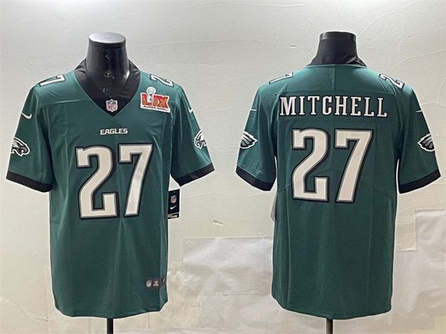 Green Philadelphia Eagles #27 Quinyon Mitchell 2025 Super Bowl LIX Patch New Vapor Untouchable Limited Stitched Football Jersey - PEL87