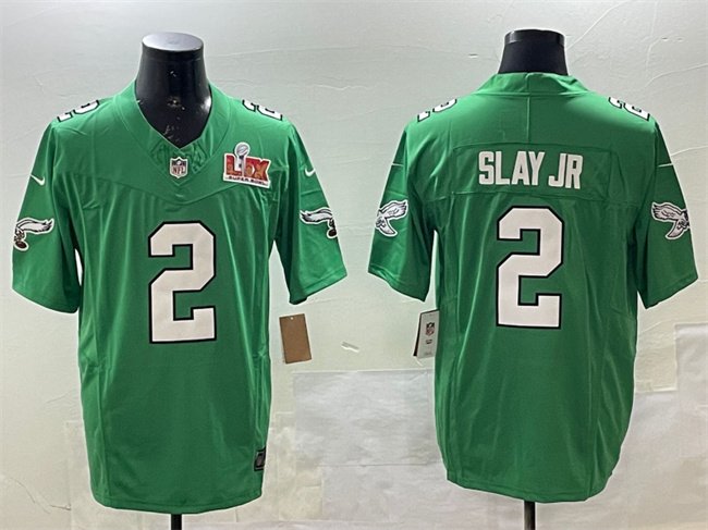 Green Philadelphia Eagles #2 Darius Slay Jr. 2025 Super Bowl LIX Patch F.U.S.E. Throwback Vapor Untouchable Limited Stitched Football Jersey - PEL150