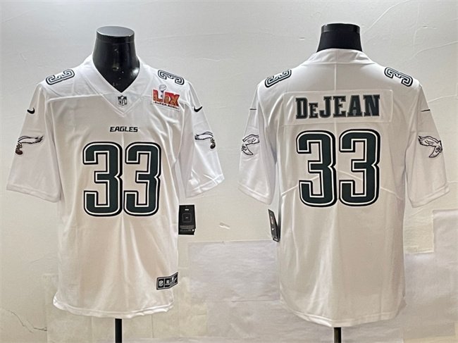 White Philadelphia Eagles #33 Cooper DeJean 2025 Super Bowl LIX Patch Fashion New Vapor Untouchable Limited Stitched Football Jersey - PEL152