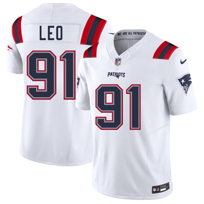 White New England Patriots #91 Titus Leo 2025 F.U.S.E. Vapor Limited Stitched Football Jersey - NEP25