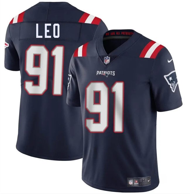 Navy New England Patriots #91 Titus Leo 2025 Vapor Limited Stitched Football Jersey - NEP80