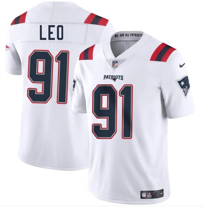 White New England Patriots #91 Titus Leo 2025 Vapor Limited Stitched Football Jersey - NEP93