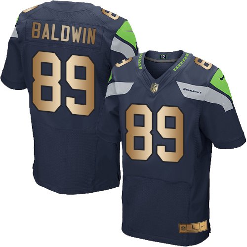 Nike Seahawks #89 Doug Baldwin Steel Blue Team Color Stitched NFL Elite Gold Jersey