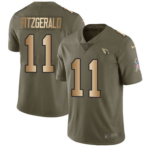 Nike Cardinals #11 Larry Fitzgerald Olive/Gold Stitched NFL Limited 2017 Salute to Service Jersey - ACJ344