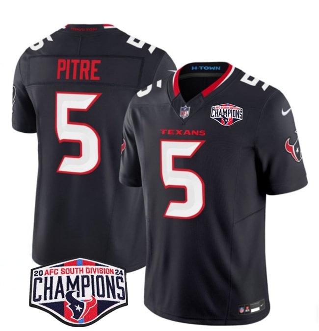 Navy Houston Texans #5 Jalen Pitre F.U.S.E. 2024 AFC South Division Champions Vapor Limited Stitched Football Jersey - HTJ249