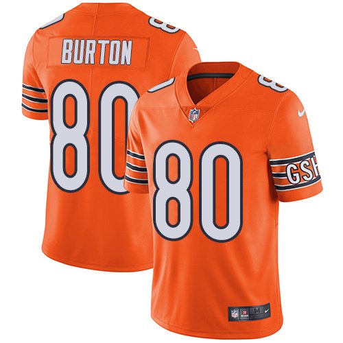 Nike Bears #80 Trey Burton Orange Stitched NFL Limited Rush Jersey - CBJ377
