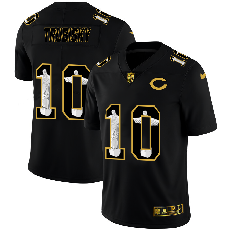 Chicago Bears #10 Mitchell Trubisky Nike Carbon Black Vapor Cristo Redentor Limited NFL Jersey - CBJ449