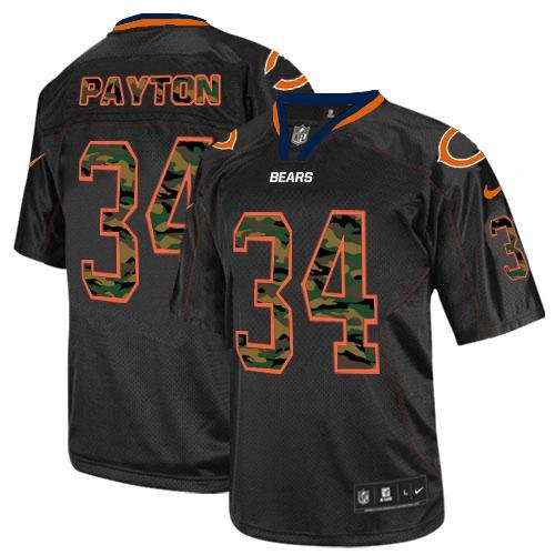 Nike Bears #34 Walter Payton Black Stitched NFL Elite Camo Fashion Jersey - CBJ385
