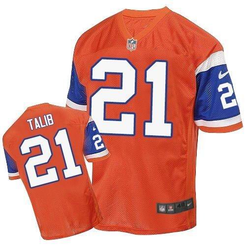 Nike Broncos #21 Aqib Talib Orange Throwback Stitched NFL Elite Jersey
