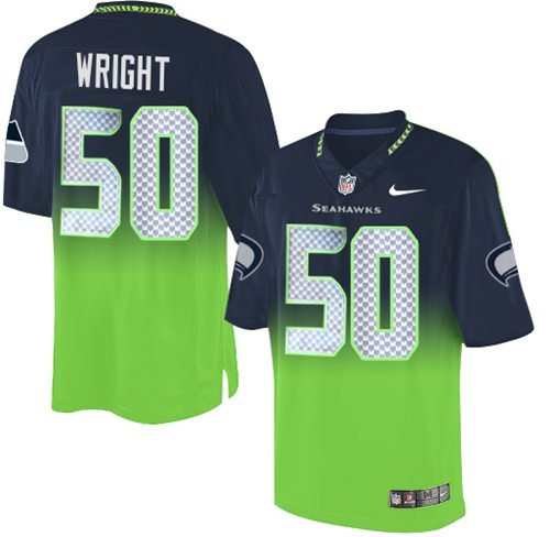 Nike Seahawks #50 K.J. Wright Steel Blue/Green Stitched NFL Elite Fadeaway Fashion Jersey