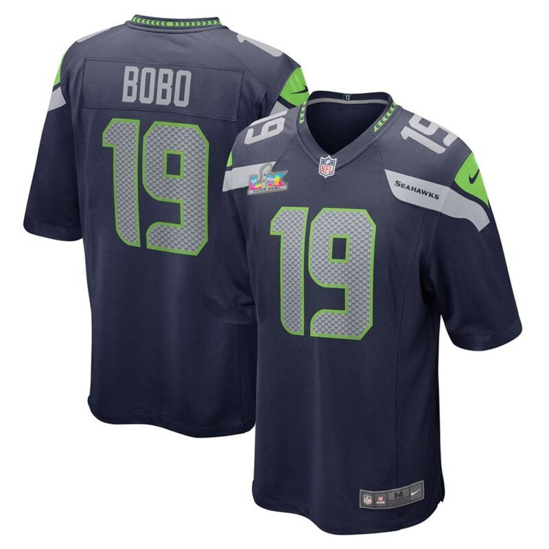 Seattle Seahawks #19 Jake Bobo College Navy Super Bowl LX Patch Game Jersey - SSR667