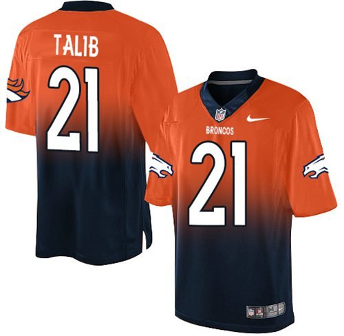 Nike Broncos #21 Aqib Talib Orange/Navy Blue Stitched NFL Elite Fadeaway Fashion Jersey
