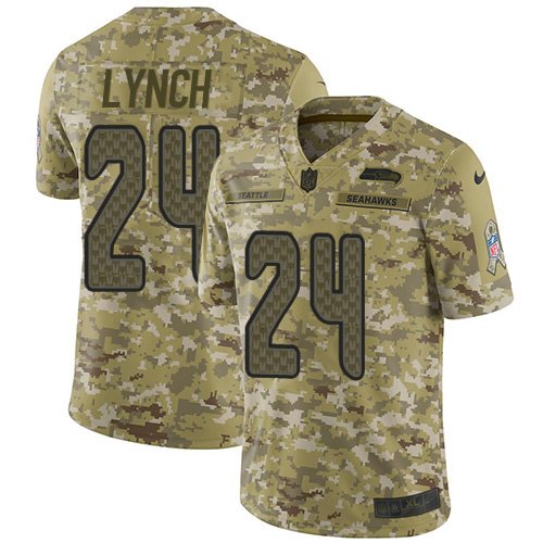 Nike Seahawks #24 Marshawn Lynch Camo Stitched NFL Limited 2018 Salute To Service Jersey