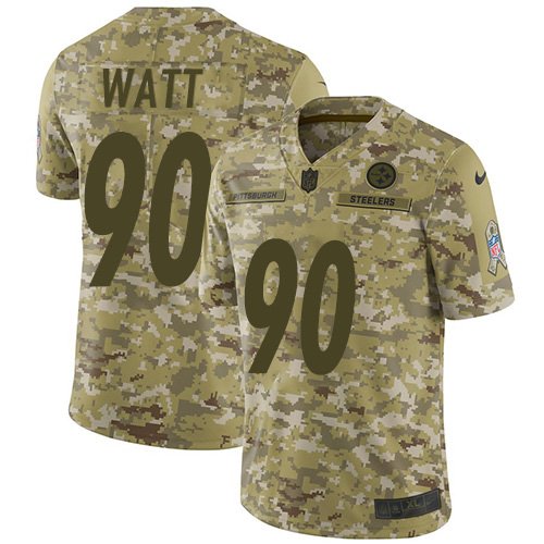 Nike Steelers #90 T. J. Watt Camo Stitched NFL Limited 2018 Salute To Service Jersey - PSJ697