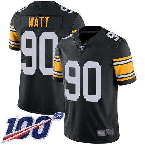 Nike Steelers #90 T. J. Watt Black Alternate Stitched NFL 100th Season Vapor Limited Jersey - PSJ204