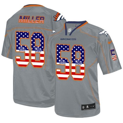 Nike Broncos #58 Von Miller Lights Out Grey Stitched NFL Elite USA Flag Fashion Jersey