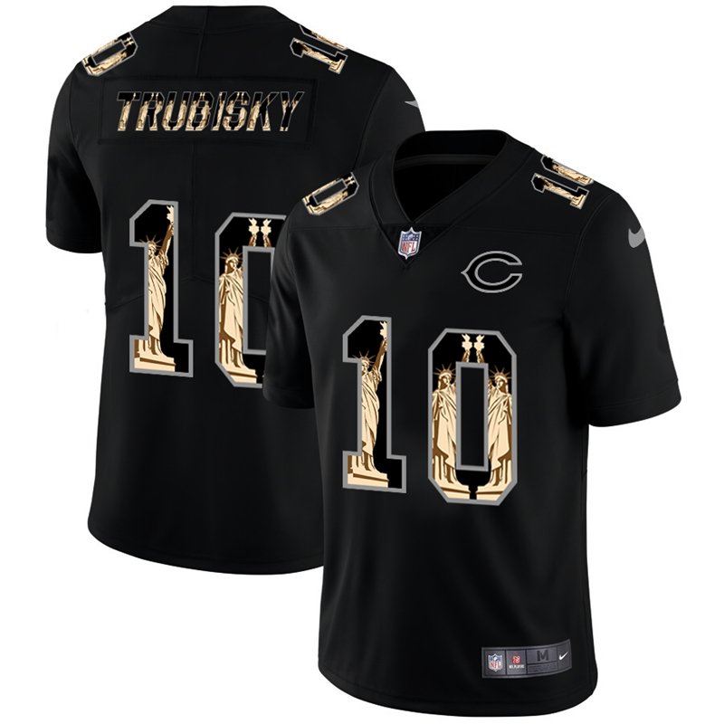 Chicago Bears #10 Mitchell Trubisky Carbon Black Vapor Statue Of Liberty Limited NFL Jersey - CBJ114