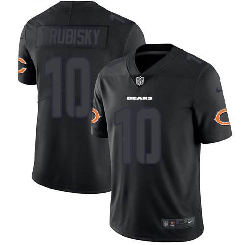 Nike Bears #10 Mitchell Trubisky Black Stitched NFL Limited Rush Impact Jersey - CBJ112