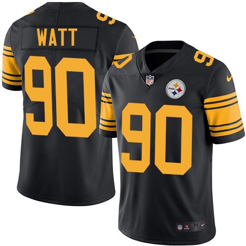 Nike Steelers #90 T. J. Watt Black Stitched NFL Limited Rush Jersey - PSJ625