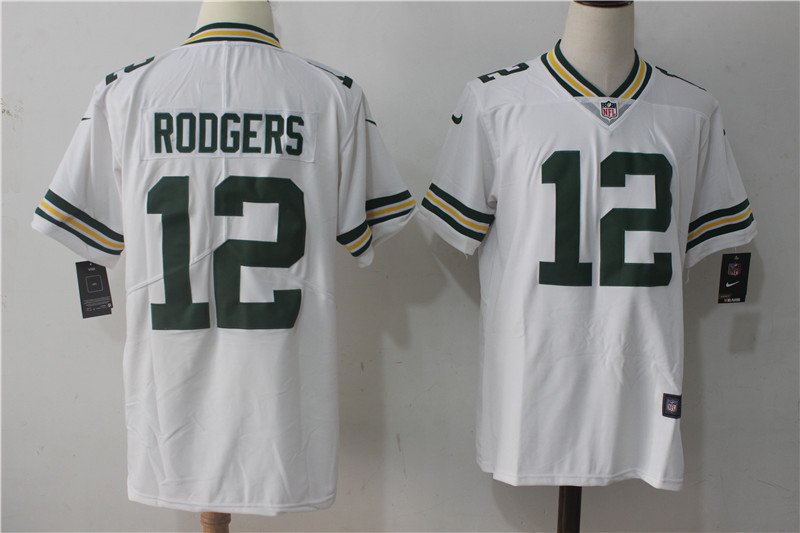 Green Bay Packers #12 Aaron Rodgers White Stitched NFL Vapor Untouchable Limited Jersey - GBJ551