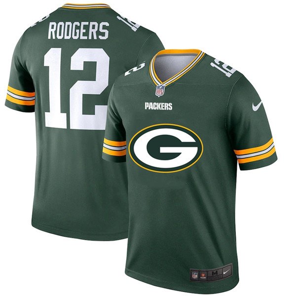 Green Bay Packers #12 Aaron Rodgers Green 2020 Team Big Logo Stitched Jersey - GBJ194