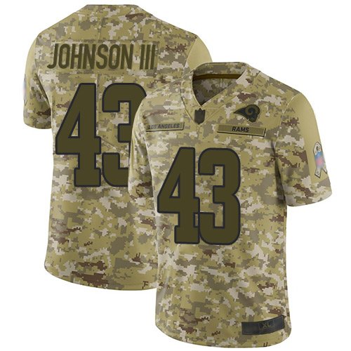 Nike Rams #43 John Johnson III Camo Stitched NFL Limited 2018 Salute To Service Jersey - LAR79