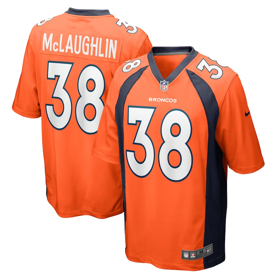 Mens Orange Denver Broncos #38  Jaleel McLaughlin Gme Stitched Jersey