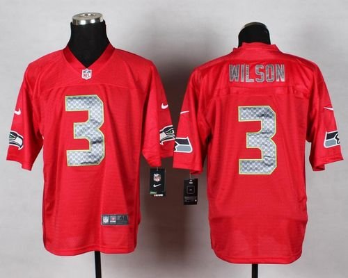 Nike Seahawks #3 Russell Wilson Red Stitched NFL Elite QB Practice Jersey