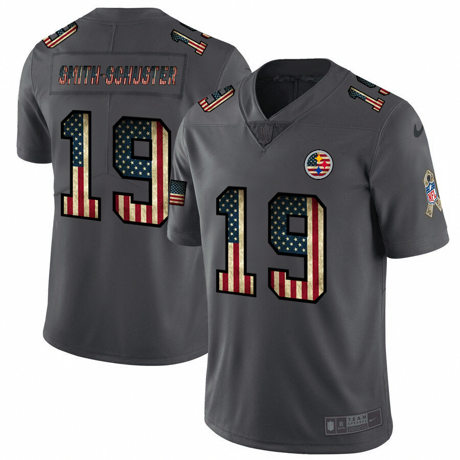 Pittsburgh Steelers #19 JuJu Smith-Schuster Nike 2018 Salute to Service Retro USA Flag Limited NFL Jersey - PSJ550