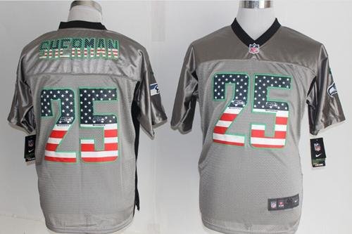 Nike Seahawks #25 Richard Sherman Grey Stitched NFL Elite USA Flag Fashion Jersey