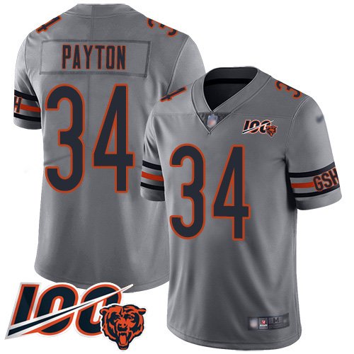 Nike Bears #34 Walter Payton Silver Stitched NFL Limited Inverted Legend 100th Season Jersey - CBJ398