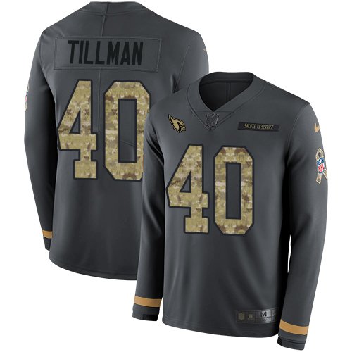 Nike Cardinals #40 Pat Tillman Anthracite Salute to Service Stitched NFL Limited Therma Long Sleeve Jersey - ACJ121